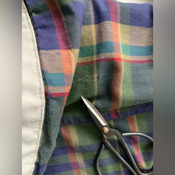 Vintage L.L. Bean Chore Jacket Men’s Large Tan Canvas Plaid Lined Relaxed Flawed - Picture 8 of 16